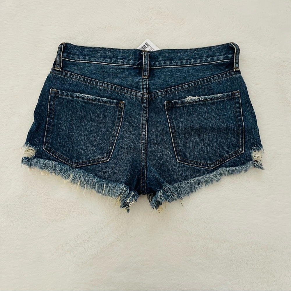 Free People Dark Blue Frayed Jean Shorts - Picture 2 of 6